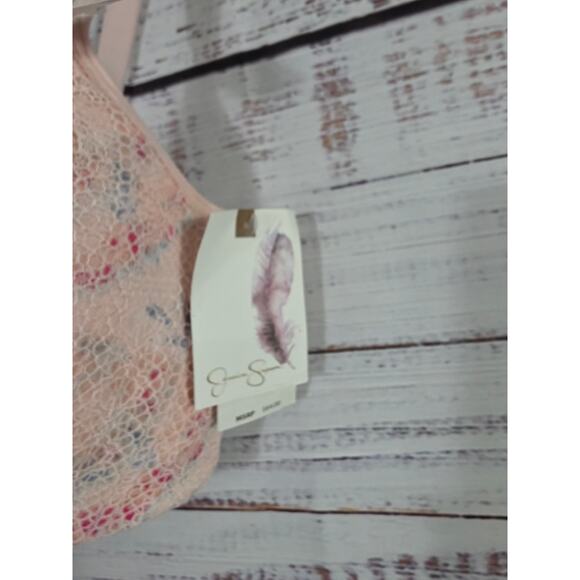 Jessica Simpson Floral Lace Underwire Bra 38D Light Pink Multicolor NWT - Picture 2 of 4